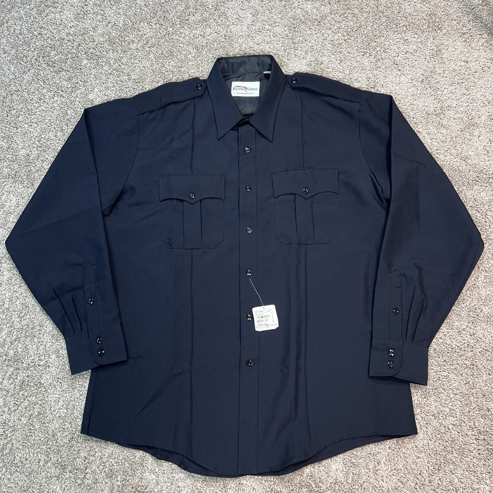 Flying Cross Long Sleeve Shirt With Zipper Men's 17.5-36/37 Black Uniform